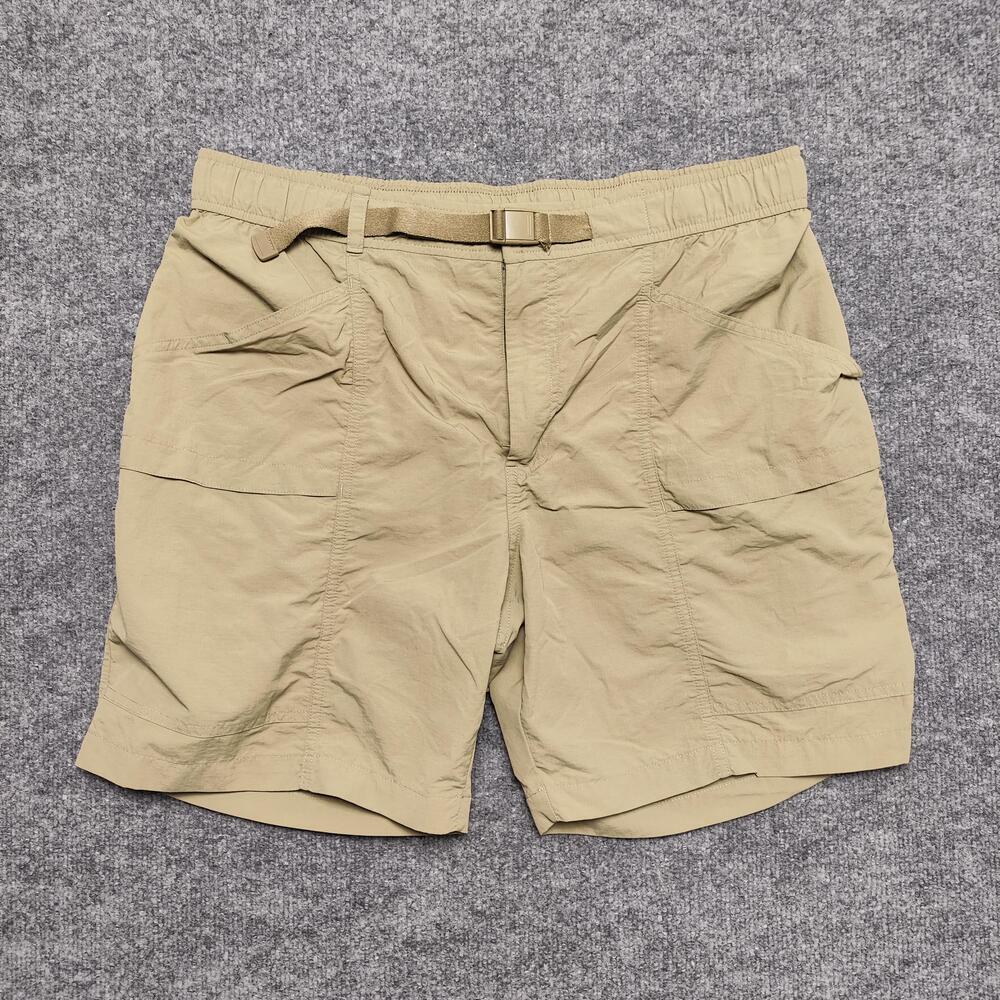Eddie Bauer Shorts Mens Large Beige Nylon Quick Dry Hiking Belted Elastic Waist